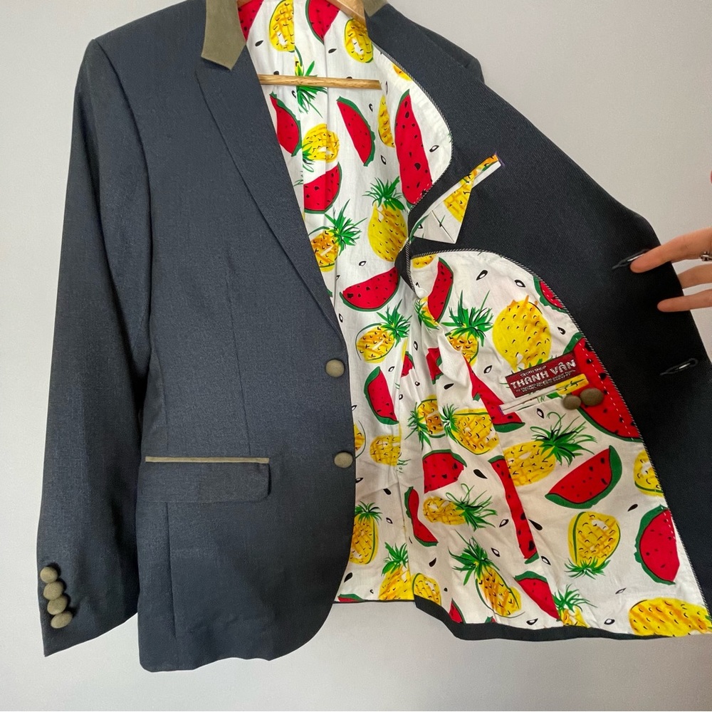 Custom Blazer Suit Jacket Fruit Lining‎ Single Breasted Slim Sports Coat Buttons